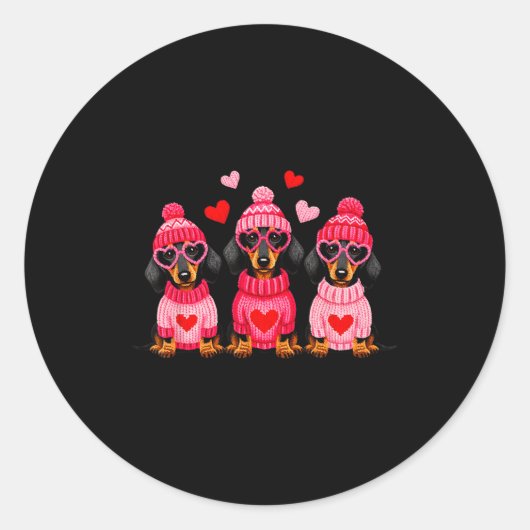 Valentine’s Day Dog Cute Dachshund Dogs For Dog Mo ラウンドシール (正面)