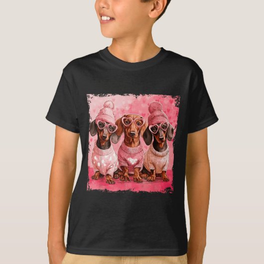 Valentine’s Day Dog Cute Dachshund Dogs For Dog Mo Tシャツ (正面)