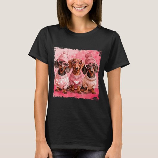 Valentine’s Day Dog Cute Dachshund Dogs For Dog Mo Tシャツ (正面)