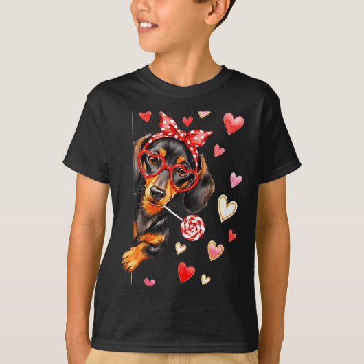 Valentine’s Day Dog Cute Dachshund Dogs For Dog Mo Tシャツ (正面)