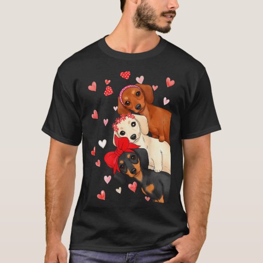 Valentine’s Day Dog Cute Dachshund Dogs For Dog Mo Tシャツ (正面)