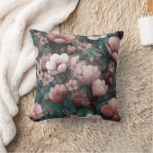 Valentine’s Day Floral Romantic Pink Green クッション (ブランケット)