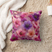 Valentine’s Day Floral Romantic Pink Purple クッション (ブランケット)