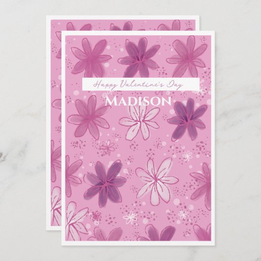 Valentine’s Day flower card  招待状 (正面/裏面)