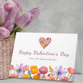 Valentine’s Day for Wife - Floral Border Flower カード