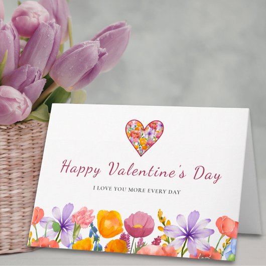 Valentine’s Day for Wife - Floral Border Flower カード