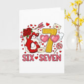 Valentine’s Day Funny 67 Meme Six Seven 6 7 Hearts カード (黄色い花)