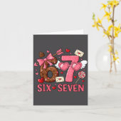 Valentine’s Day Funny 67 Meme Six Seven 6 7 Hearts カード (黄色い花)
