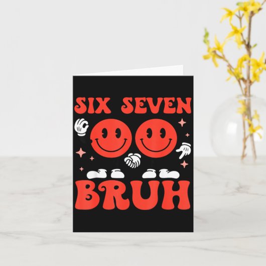 Valentine’s Day Funny 67 Meme Six Seven 6 7 Valent カード (黄色い花)