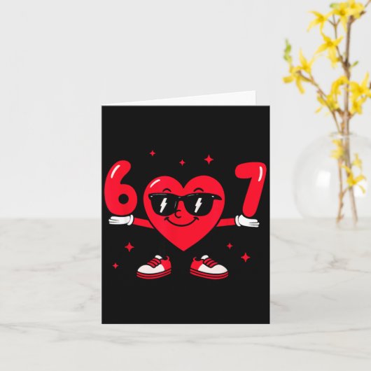 Valentine’s Day Funny 67 Meme Six Seven 6 7 Valent カード (黄色い花)