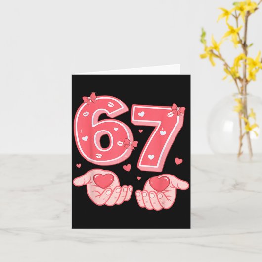 Valentine’s Day Funny 67 Meme Six Seven 6 7 Valent カード (黄色い花)