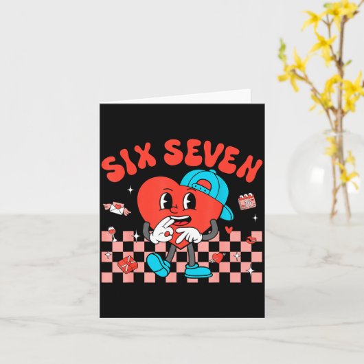 Valentine’s Day Funny 67 Meme Six Seven 6 7 Valent カード (黄色い花)