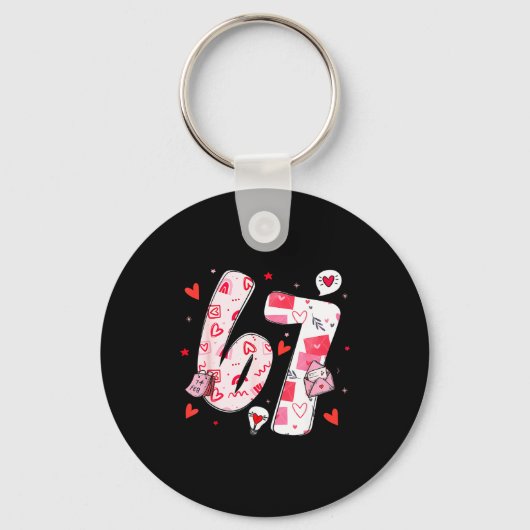 Valentine’s Day Funny 67 Meme Six Seven 6 7 Valent キーホルダー (正面)