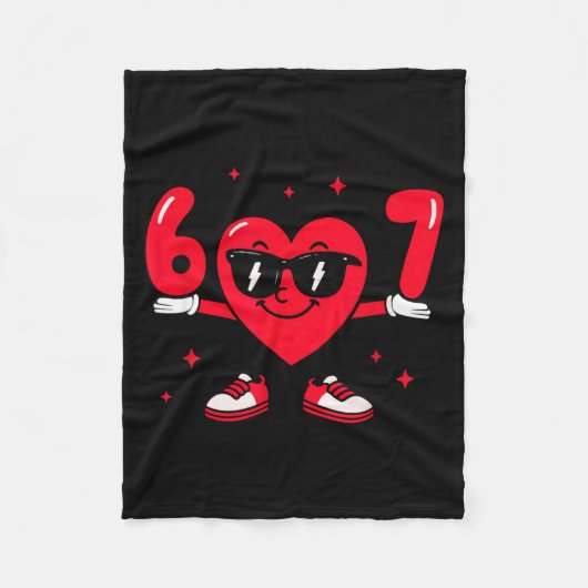 Valentine’s Day Funny 67 Meme Six Seven 6 7 Valent フリースブランケット (正面)