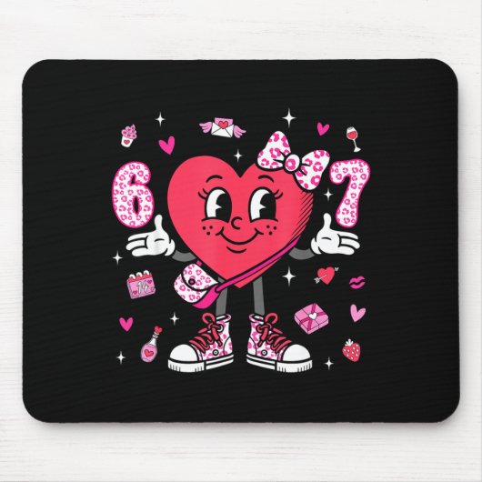 Valentine’s Day Funny 67 Meme Six Seven 6 7 Valent マウスパッド (正面)