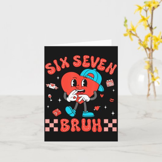 Valentine’s Day Funny 67 Six Seven Burh 6 7 Valent カード (黄色い花)