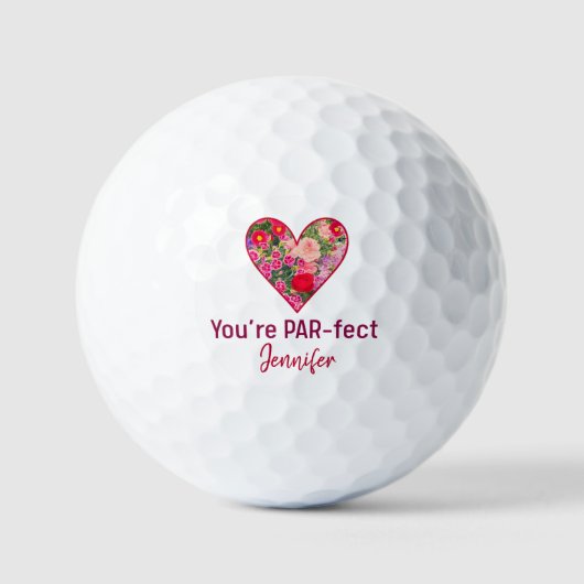 Valentine’s Day Gift for Her, Floral PARfect Heart ゴルフボール (正面)