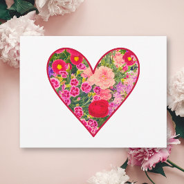 Valentine’s Day Gift - Pink Floral Heart Love カード