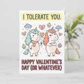 Valentine’s Day Greeting Card with Unicorn Quote シーズンカード (スタンド正面)