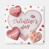 Valentine’s Day Heart Cookies on Romantic Backgrou マグネット (正面)