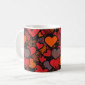 Valentine’s Day Heart Pattern – Retro Pop Art コーヒーマグカップ (正面左)
