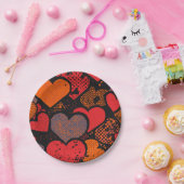 Valentine’s Day Heart Pattern – Retro Pop Art ペーパープレート (パーティー)