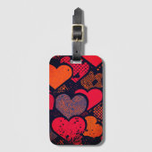 Valentine’s Day Heart Pattern – Retro Pop Art  ラゲッジタグ (正面縦)