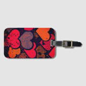 Valentine’s Day Heart Pattern – Retro Pop Art  ラゲッジタグ (正面横)