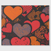 Valentine’s Day Heart Pattern – Retro Pop Art ラッピングペーパー (フラット)