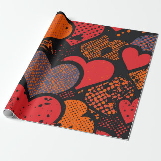 Valentine’s Day Heart Pattern – Retro Pop Art ラッピングペーパー