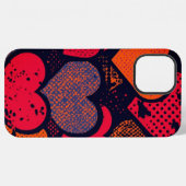 Valentine’s Day Heart Pattern – Retro Pop Art iPhoneケース (裏面横)