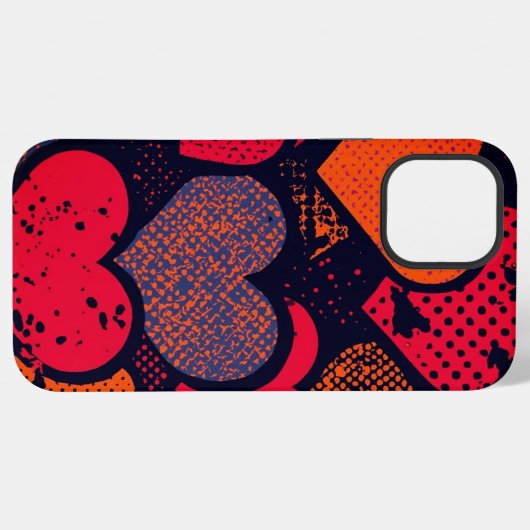 Valentine’s Day Heart Pattern – Retro Pop Art iPhoneケース (裏面横)