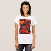 Valentine’s Day Heart Pattern – Retro Pop Art Tシャツ (正面フル)