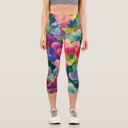 Valentine’s Day Leggings – Romantic Heart Pattern  カプリレギンス (正面)