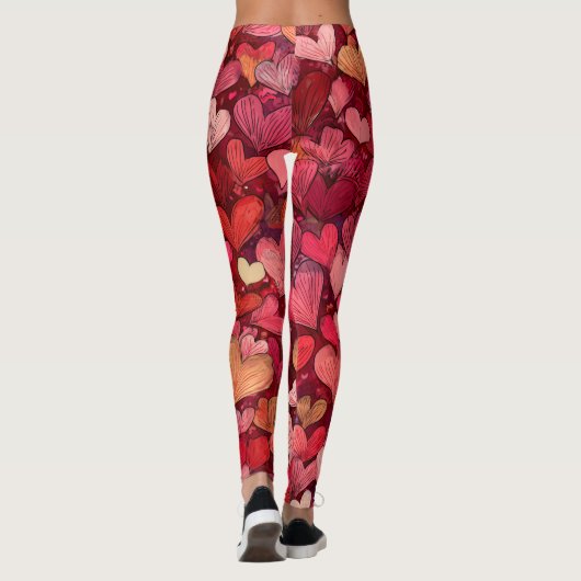 Valentine’s Day Leggings – Romantic Heart Pattern レギンス (裏面)
