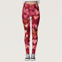 Valentine’s Day Leggings – Romantic Heart Pattern  レギンス