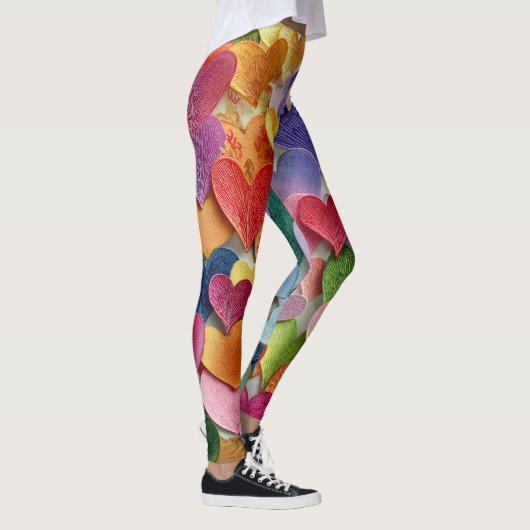 Valentine’s Day Leggings – Romantic Heart Pattern  レギンス (右)