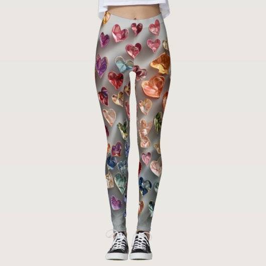 Valentine’s Day Leggings – Romantic Heart Pattern  レギンス (正面)