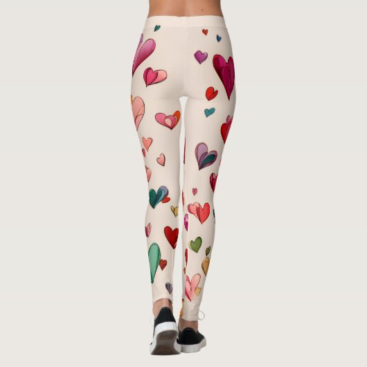 Valentine’s Day Leggings – Romantic Heart Pattern レギンス (裏面)