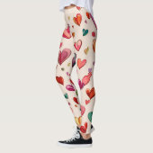 Valentine’s Day Leggings – Romantic Heart Pattern  レギンス (左)