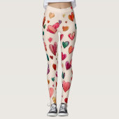 Valentine’s Day Leggings – Romantic Heart Pattern  レギンス (正面)