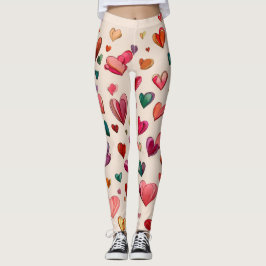 Valentine’s Day Leggings – Romantic Heart Pattern  レギンス