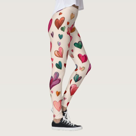 Valentine’s Day Leggings – Romantic Heart Pattern  レギンス (右)