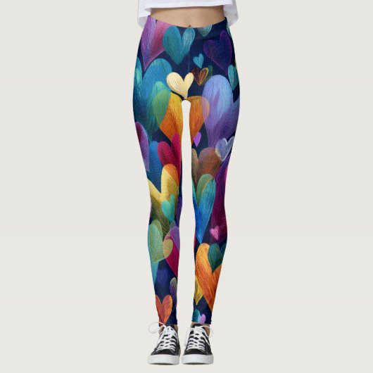 Valentine’s Day Leggings – Romantic Heart Pattern  レギンス (正面)