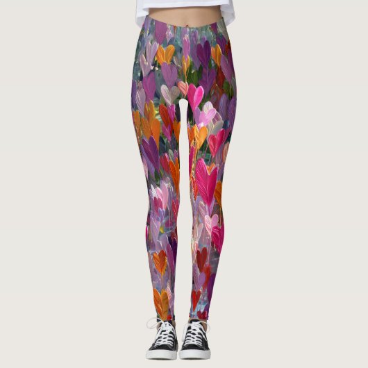 Valentine’s Day Leggings – Romantic Heart Pattern  レギンス (正面)