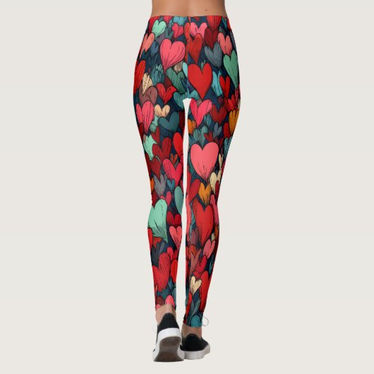 Valentine’s Day Leggings – Romantic Heart Pattern  レギンス (裏面)