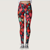 Valentine’s Day Leggings – Romantic Heart Pattern  レギンス (正面)