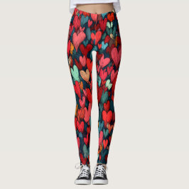 Valentine’s Day Leggings – Romantic Heart Pattern  レギンス