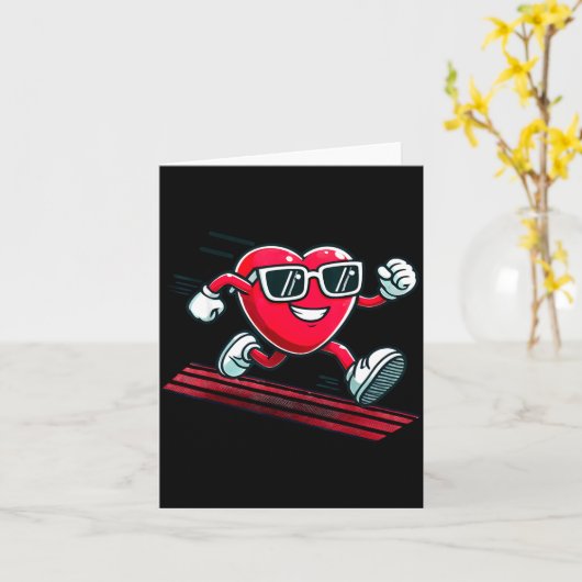 Valentine’s Day Love Heart Runner Track Running  カード (黄色い花)