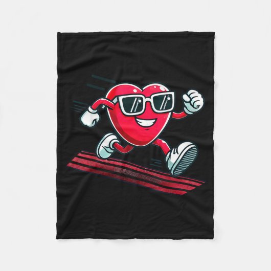 Valentine’s Day Love Heart Runner Track Running  フリースブランケット (正面)